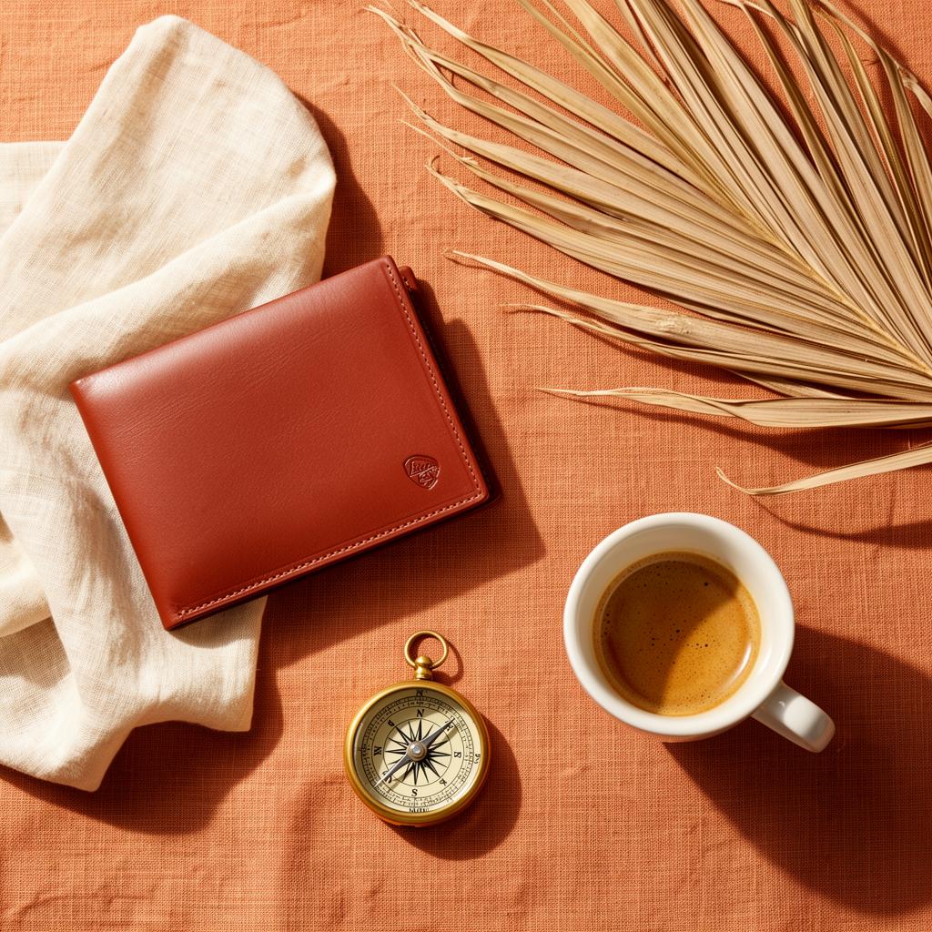 Travel essentials flatlay